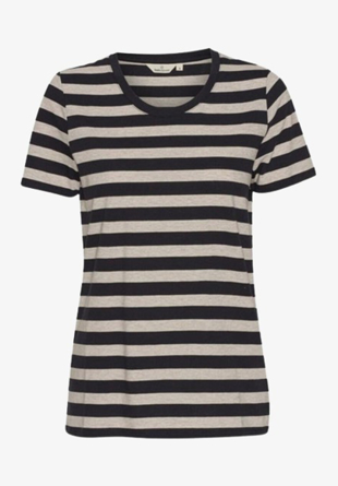 Basic Apparel - Rebekka Stripe Tee Black/Natural Melange